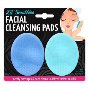 LIL SCRUBBIES FACIAL CLEANSING PADS 2 PACK NEW EXFOIATING MASSAGES BLUE